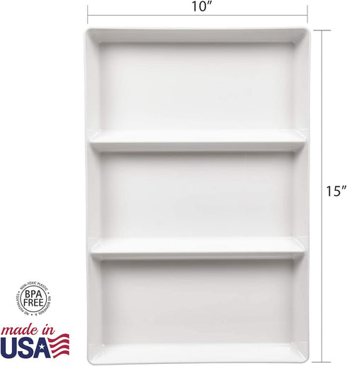 Avant 15" x 10" Plastic 3-Section Serving Tray | Set of 3 White