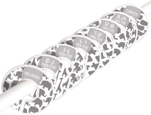 Baby Closet Size Dividers | Set of 8 | Nursery Clothes Organization Sized from Newborn | 1-24 Months to Toddler | Perfect for Baby Shower (Unisex - Animals)