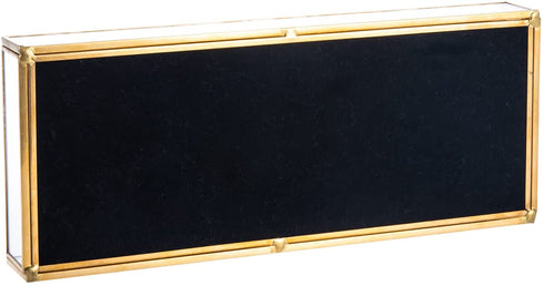 Feyarl Gold Clear Glass Vanity Tray Jewelry Trinket Rings Earrings Organizer Perfume Collection Display Decorative Tray Anti-Mirror Surface for Dressr Room Drawer Office Tabletop (9.84Inch)