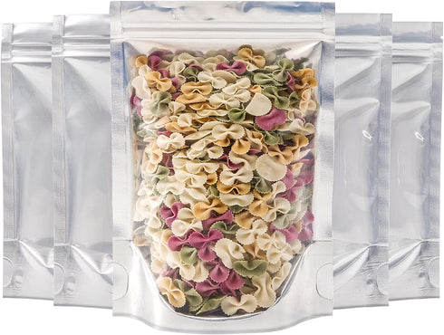 Kingrol 150 Pack 5 x 7.8 Inch Aluminium Foil Stand Up Food Pouches Bags with Resealable Lock Seal Zipper, Heat Sealable Packaging Bags for Jewelry, Screw, Food Storage