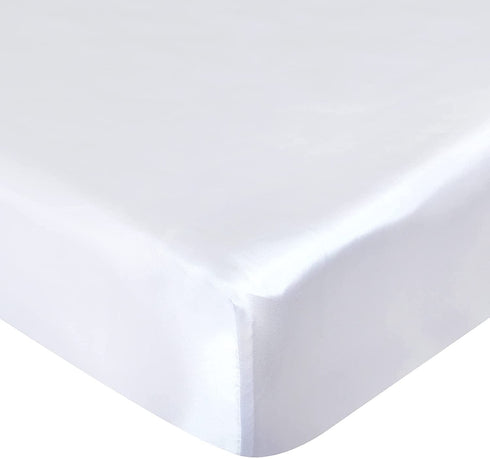 Satin Crib Sheet, Soft & Silky Fitted Crib Mattress Sheet (52"x28"x8") for Boys and Girls, Great for Baby with Hair and Skin, White
