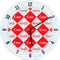 Mark Feldstein & Associates Coca Cola Diamond Pattern Red and White 12 inch Glass Round Wall Clock