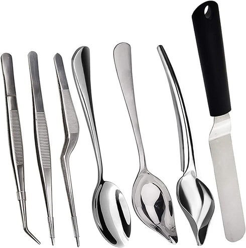 Tangoowal High Quality Culinary Specialty Tools,Professional Chef Plating Kit, 7 Piece, Stainless Steel