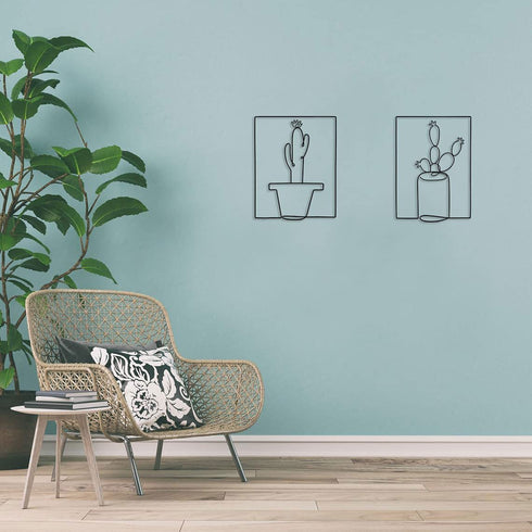 Matani Metal Cactus Wall Decor | Succulent Metal Wall Art | Flower Wall Decor | Bedroom & Living Room Wall Decor