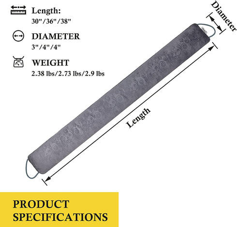fowong 30 Inch Door Snake Draft Stopper, Under Door Weather Insulator Seal Heavy Duty Decorative Door Guard Energy Saver (Grey)