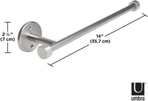 Umbra - 1009237-410 Cappa Paper Towel Holder Modern Under Cabinet or Wall Mount Dispenser (Horizontal or Vertical), 14"L x 4"W x 2.6"H, Nickel