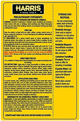 Harris Roach Tablets, Boric Acid Roach Killer with Lure, Alternative to Bait Traps (6oz, 145 Tablets)