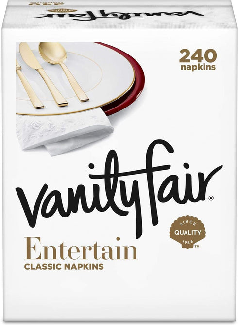Vanity Fair 3-Ply Dinner Impressions Napkins, 240 Total Count (4 Pack of 60 pieces)