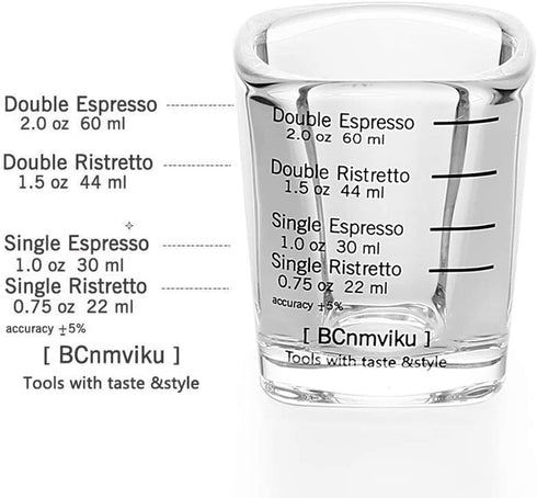 Espresso Shot Glass Liquid Heavy Sturdy Glass Shot Glasses Measuring cup Wine Glass 6 Pack 2oz/60ml By BCnmviku (Sturdy 6Pack)