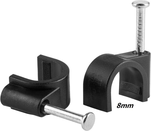 100 Pack Nail in Cable Clips Ethernet Cable Nails Tacks Clips 8mm for Electrical, Ethernet, Dish Wire, Coax Cable, RG6, RG59, CAT6, RJ45 Cable,Black