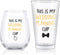 This Is My Wedding Planning Cup Stemless Wine Glass and Beer Glass Set, Wedding Gifts, Engagement Gift Set for Newlywed New couple Her Him Fiancee Fiance Bride Lovers Friends Women Men, 12Oz