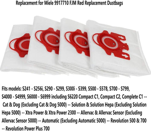 Mumaxun 6pcs Replacement for Miele FJM Vacuum Bags, fit S200 , S300, S500, S4000, S6000, Compact C1/C2 Series