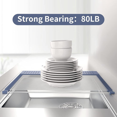 Fixparts Roll Up Dish Drying Rack Over The Sink Dish Drying Rack,Multi-Purpose Kitchen Rolling Dish Drainer Foldable SUS304 Stainless Steel Dish Drying Rack?17.5" x 15.2"?