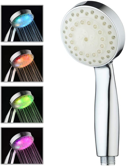 KAIREY Led Shower Head 7 Color Light Change Automatically Handheld Showerhead Polished Chrome with 60 Inches Stainless Steel Hose and Adjustable Bracket