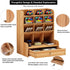 Marbrasse Wooden Pen Organizer, Multi-Functional DIY Pen Holder Box, Desktop Stationary, Easy Assembly, Home Office Art Supplies Organizer Storage with Drawer (B11-Cherry Color)