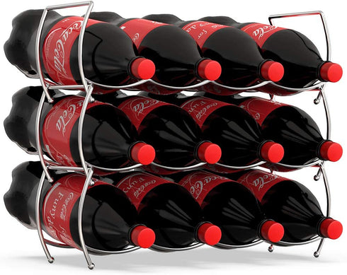 MOCREO Wine Rack, 3-Tier 12 Bottles Stackable Cabinet Wine Organizer Storage Rack freestanding Floor for Cabinet Pantry Holder, Metal