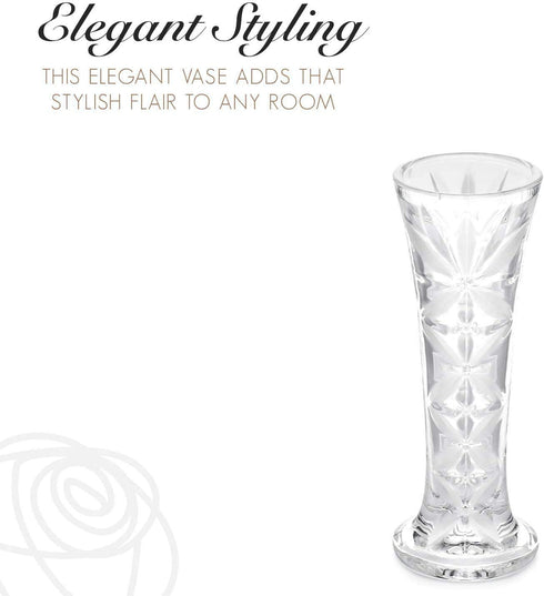 Forever Rose Crystal Bud Vase, Decorative Crystal Clear Glass Bud Vase, Perfect for Your One of a Kind Forever Roses, 7? Tall