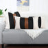 JASEN Set of 2 Faux Leather and Linen Lumbar Pillow Covers 12x20 Inch Black and White Modern Farmhouse Rectangular Accent Cushion Covers for Couch Sofa