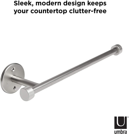 Umbra - 1009237-410 Cappa Paper Towel Holder Modern Under Cabinet or Wall Mount Dispenser (Horizontal or Vertical), 14"L x 4"W x 2.6"H, Nickel