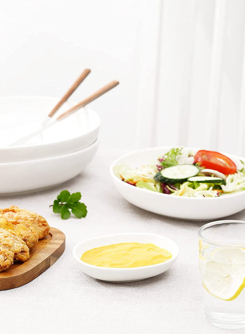 Teocera Dipping Bowls, Dipping Sauce Dishes, 3 Ounce Porcelain Bowls for Dipping, Condiment Dishes, Set of 8, White