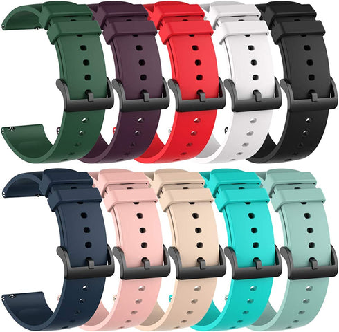 Chofit 10 Pack Silicone Bands Compatible with Amazfit GTS/GTS2/ GTS 3/GTS 2e/GTS 2 mini/GTS 4 mini/GTS 4, 20MM Band Replacement Quick Release Watch Straps for Amazfit Bip U Pro/Bip/Bip Lite/Bip S/Bip S lite/Bip U/Bip 3/Bip 3 Pro