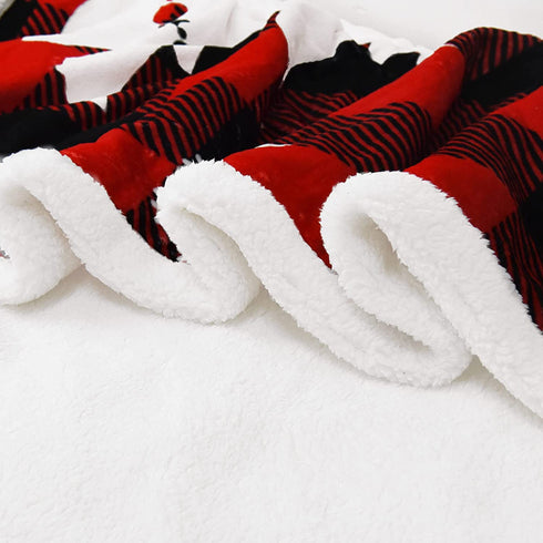 Christmas Blanket, Checkered Sherpa Blanket Thick Warm Plush Throw Blanket Fuzzy Buffalo Plaid Flannel Fleece Blanket for Bed/Couch/Sofa, 50x60 in