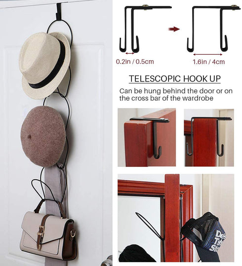 Hat Rack Caps Rack Holder,10 Rings Hat Organizer Cap Holder Organizer (Door Hooks and Sticky Hooks Include),Door/Wall/Clothes Rod Hanger Storage Hat Organizer for Baseball, Caps, Towel (round, black)