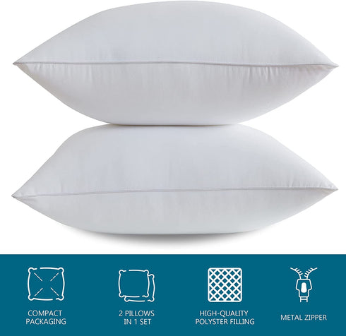 Qeils 18 x 18 Pillow Inserts Set of 2 White Throw Pillow Inserts with Soft Polyester Cover - Rectangle Square Interior Sofa Pillow Inserts Decorative Pillow Insert White Couch Pillow
