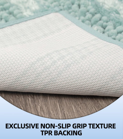 La Maison Cozy,24x17,Soft Absorbent Washable Bath Rugs for Bathroom, Microfiber Dries Quickly, Luxury Chenille Shaggy Non-Slip Bathroom Carpet Mats, Rugs for Bathtub and Shower Floor,Turquoise