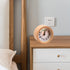 ECVISION Handmade Classic Small Round Silent table Snooze beech Wood Alarm Clock with nightlight