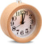 ECVISION Handmade Classic Small Round Silent table Snooze beech Wood Alarm Clock with nightlight