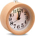 ECVISION Handmade Classic Small Round Silent table Snooze beech Wood Alarm Clock with nightlight