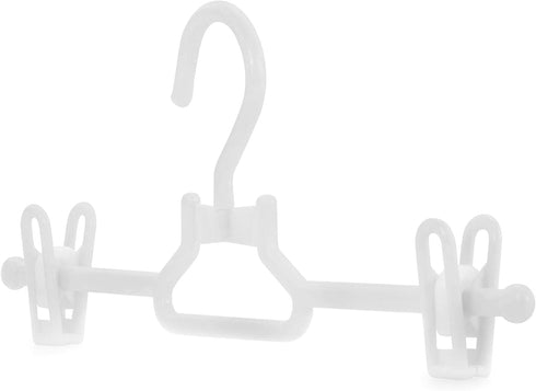 HANGERWORLD 11.8inch Kids Toddler Baby Pant and Skirt Hangers with Clips Swivel Hook (10 Pack, White)