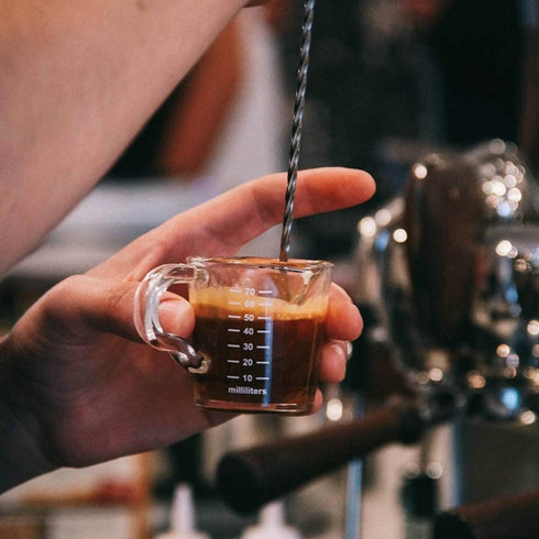 Cabilock Double Spouts Espresso Shot Glass Cup with Scale Temperature Resistant Glass Measuring Cup with Pouring Handle