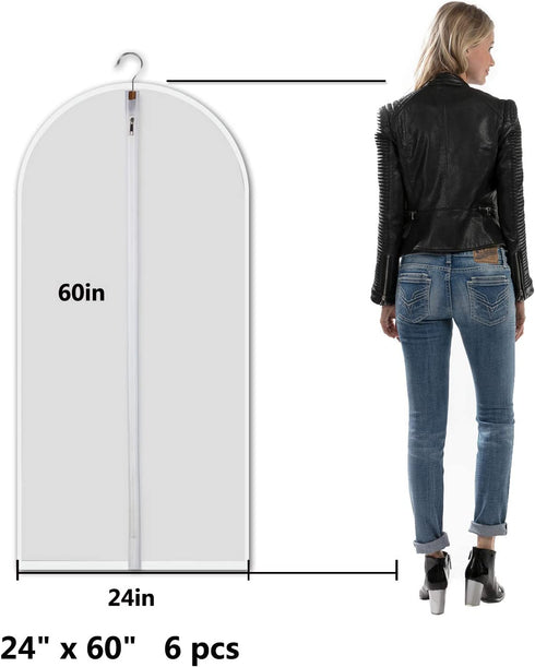 allhom dust proof clothing bags - pack of 6 pcs 60 inch large hanging garment bags and cedar balls, for coat, long dress, gowns, and dance costumes