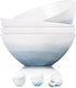 Luna 4PC 6.75" 32oz Calm Blue Porcelain Bowls | Microwave safe bowls l Cereal bowls | Pasta bowl | Large soup bowl | ceramic bowl | Kitchen bowls | Salad Bowls | Noodle bowls| Big bowl | Serving bowls