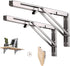 Folding Shelf Brackets 12 Inch, Heavy Duty Stainless Steel Collapsible L Angle Wall Mounted Brackets, DIY Shelves for Table Work Bench Max Load 250lb, Pack of 2 with Install Screws