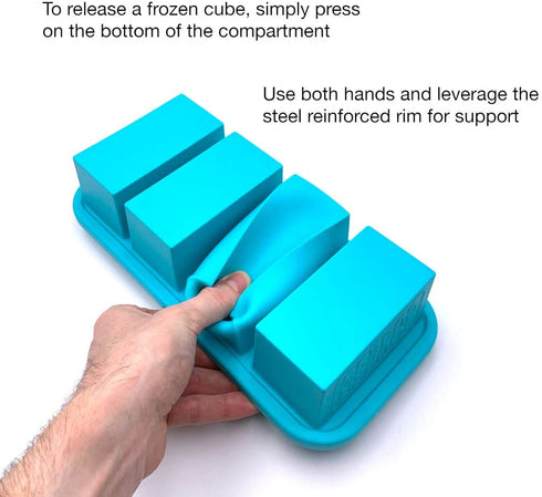 Souper Cubes 1-Cup Extra-Large Silicone Freezing Tray with Lid - makes 4 perfect 1cup portions - freeze soup broth or sauce