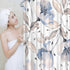 LORIE Blossoming Bluish Hibiscus Shower Curtain White Background Waterproof Fabric Bath Curtain Home Bathroom Bathtubs Decor