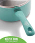 GreenLife Soft Grip Diamond Healthy Ceramic Nonstick, 2QT Saucepan Pot with Lid, PFAS-Free, Dishwasher Safe, Turquoise