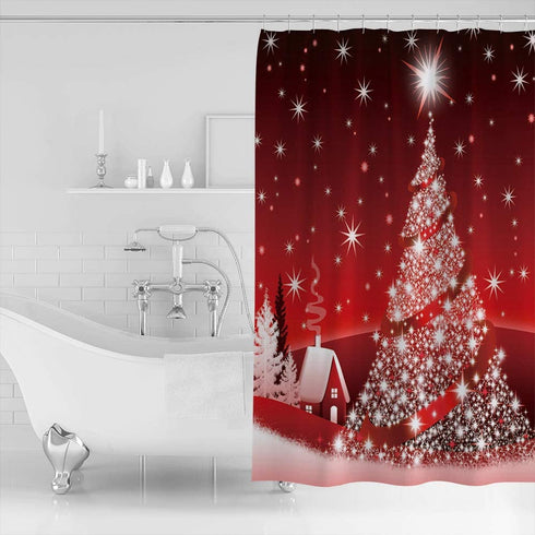 Prime Leader Shower Curtains for Bathroom Sets Christmas Tree Decoration Background Bath Curtain Durable Waterproof Polyester Washable Shower Curtain Bathroom Accessories with Hooks 72" x 72"