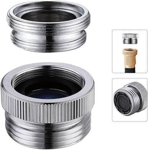 Brass Garden Hose Adapter with Aerator, Kitchen Sink Faucet Adapter to Garden Hose for Female 55/64-Inch to Male 3/4-Inch, Polished Chrome
