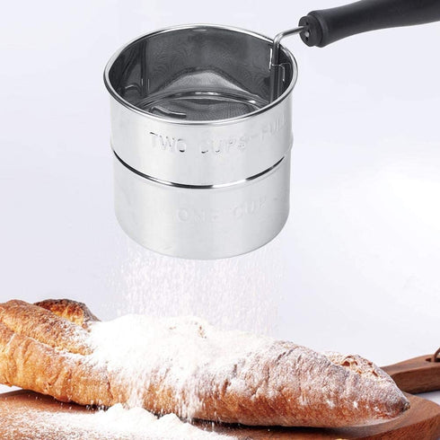 Powder Sifter Stainless Steel Flour Powder Sugar Shaker Fine Mesh Sieve Cocoa Cinnamon Spices Strainer Kitchen Baking Tool