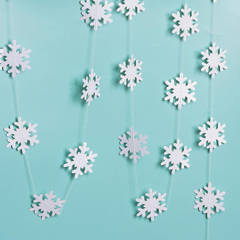 cnomg 12pcs Winter Wonderland Snowflake Party Decorations Set Hanging White Paper Fan Decor Snowflakes Garlands Banner Decoration for Frozen Birthday ChristmasTree New Year Baby Shower Wedding (White)