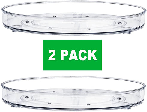 2 Pack Lazy Susan Organizer, 10.6" Clear Lazy Susan Turntable for Cabinet, Plastic Lazy Susan Cabinet Organizer for Pantry Organization and Storage/ 2Pack