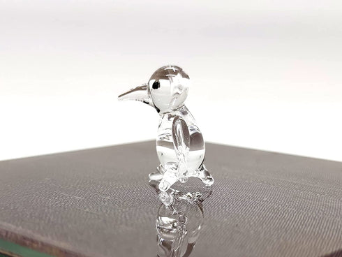 Sansukjai Rare Penguin Tiny Micro Crystal Figurines Hand Blown Clear Glass Art Bird Animals Collectible Gift Home Decor (N)