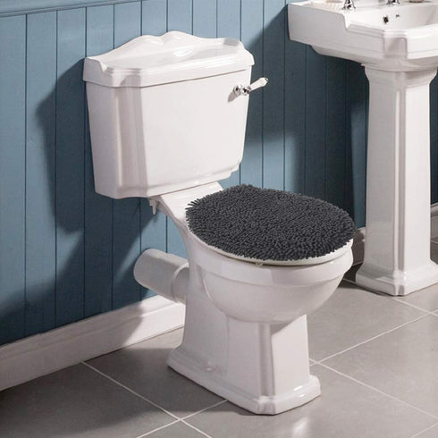 MAYSHINE Seat Cloud Bath Washable Shaggy Microfiber Standard Toilet Lid Covers for Bathroom (Standard Lid, Charcoal Gray)