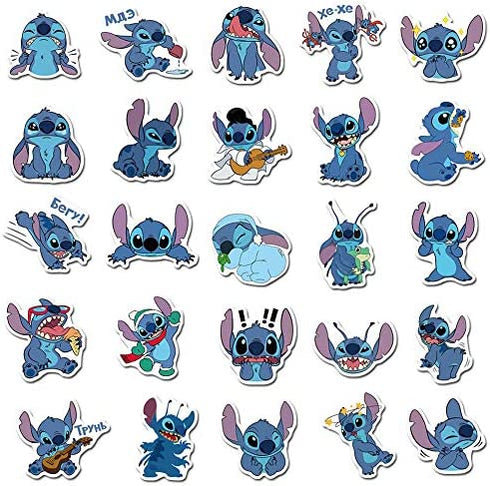 50pcs Lilo & Stitch Cartoon Anime Stickers Vinyl Sticker for Laptop Water Bottle Guitar Bike Motorcycle Bumper Luggage Skateboard Graffiti, Cute Decals, Best Gift for Kids (Lilo & Stitch)