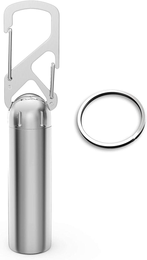 Divoti Precision CNC Machined Stainless Steel EDC Pill Keychain, Sturdy Emergency Pill Holder w/ Clip, Airtight Waterproof Single Chamber Pill Fob for Outdoor Travel - Medium