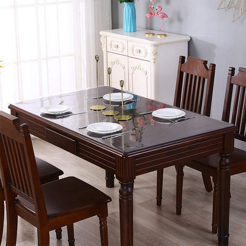 Square Tablecloth Protector 24 x 24 Inch Clear Desk Cover Protector 1.5 mm Thick Plastic Table Pad Mat Wooden Table Protector Desk Protector for End Table Night Stand Tea Table Kids and Student Desk